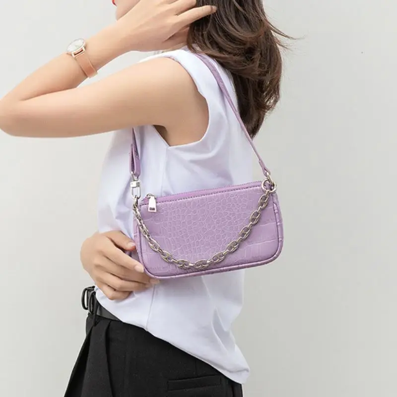 

Coolcept New Fashion Women Armpit Alligator Pu Leather Summer Women Shoulder Bag Metal Chain Commute Young Ladies Daily Bag