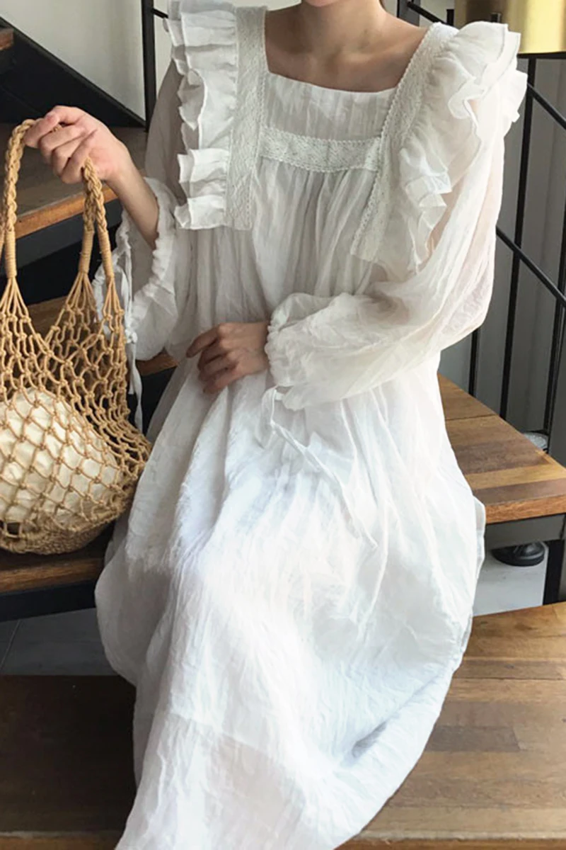 

WHCW CGDSR dress women dresses new loose korean style 2020 party elegant woman autumn winter a-line vintage long sleeve vestidos