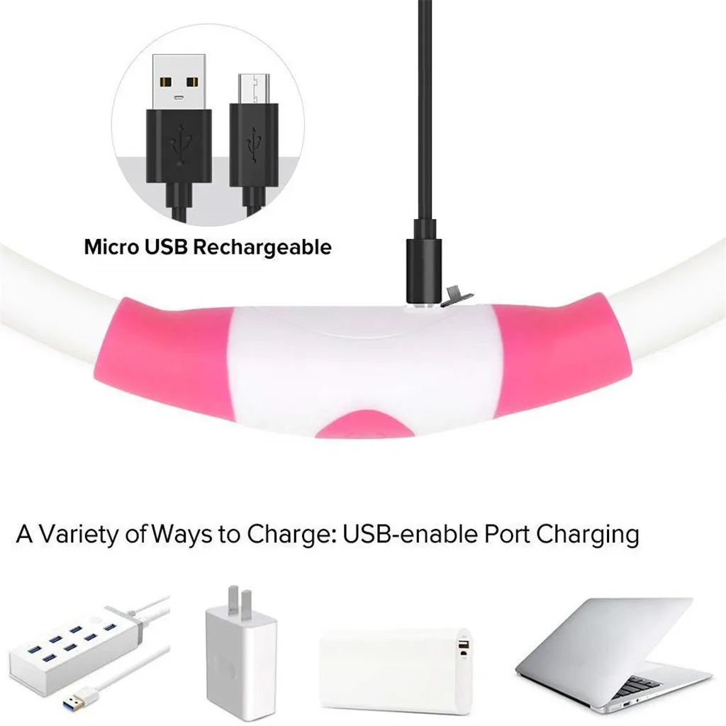 Многофункциональный светодиодный ошейник для собак с usb зарядкой из ТПУ можно