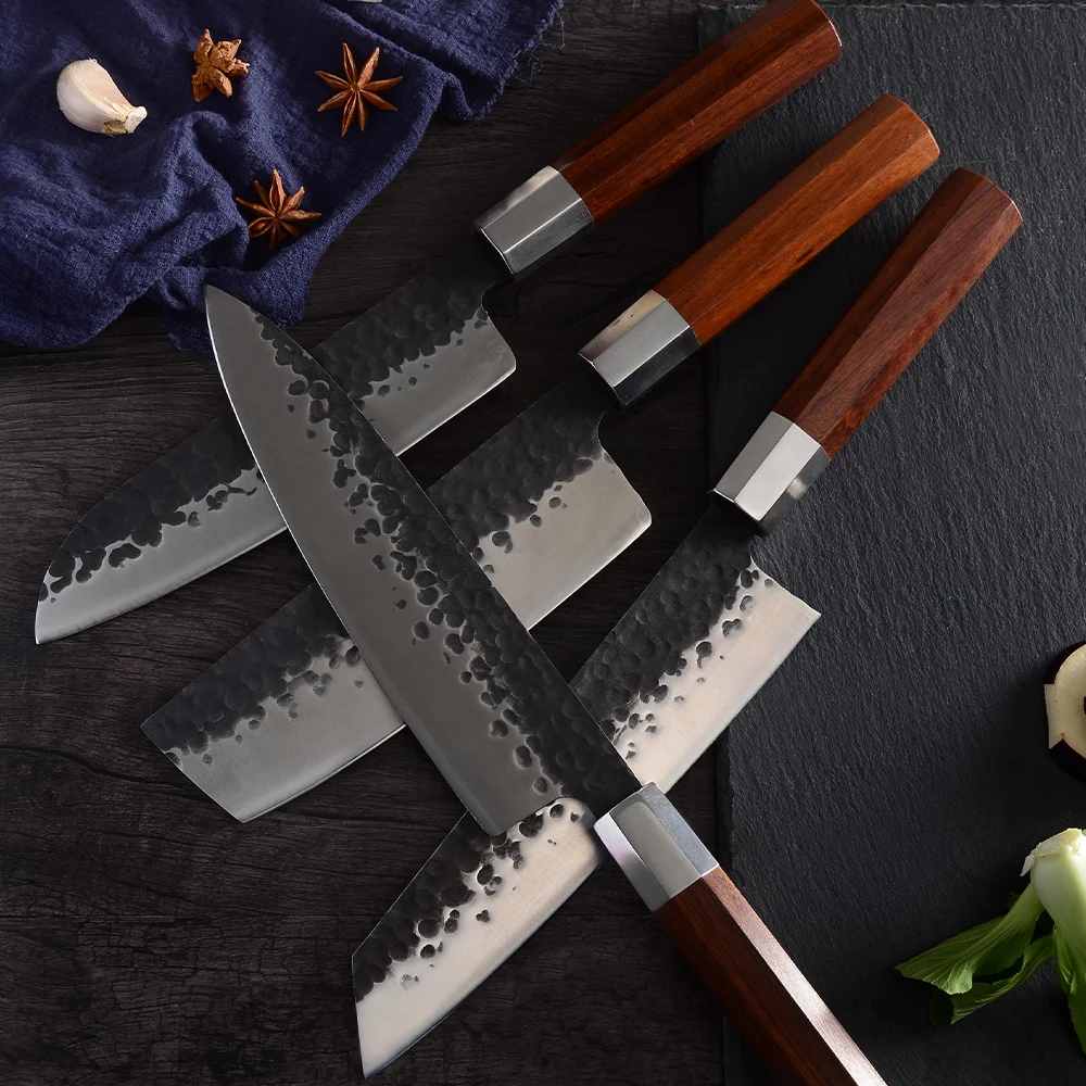 Ножи из высокоуглеродистой стали Sowoll нож шеф-повара сантоку с деревянной ручкой
