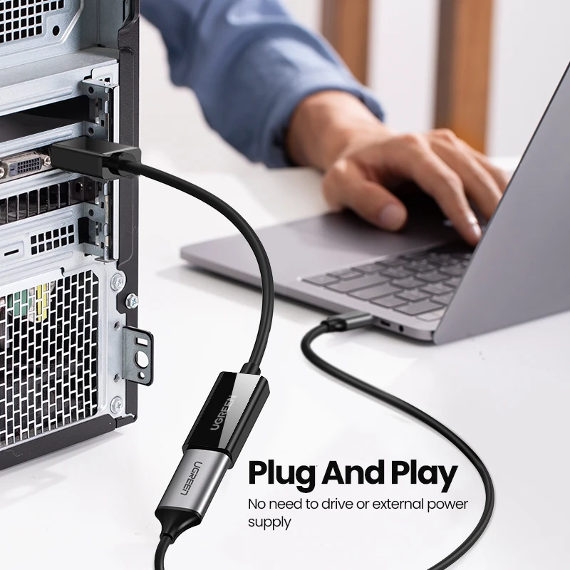 Фото Адаптер Ugreen для порта дисплея, DP к HDMI, 4K, кабельный конвертер 1080P для ПК, ноутбука, проектора, адаптер для порта дисплея к HDMI №4