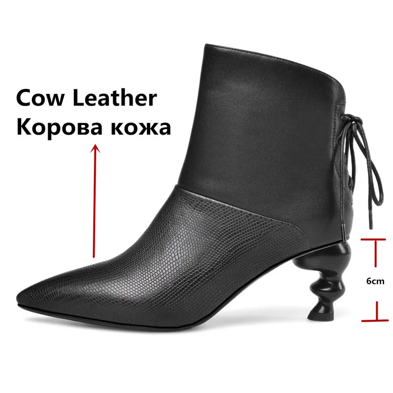 Женские ботильоны на высоком каблуке FEDONAS Брендовые из натуральной кожи с острым