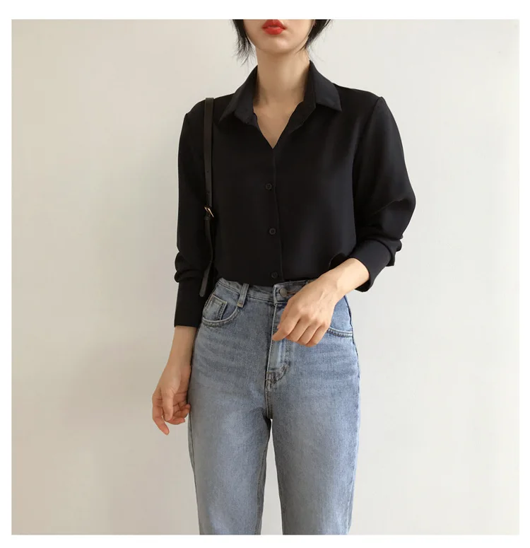 

Women's Shirt Classic Chiffon Blouse Female Plus Size Loose Long Sleeve Shirts Lady Simple Style Tops Clothes Blusas New 2020