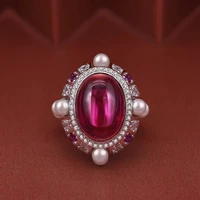 hibride luxury big red cz promise ring for women wedding engagement dubai bridal finger rings fashion jewelry bijoux femme r 291