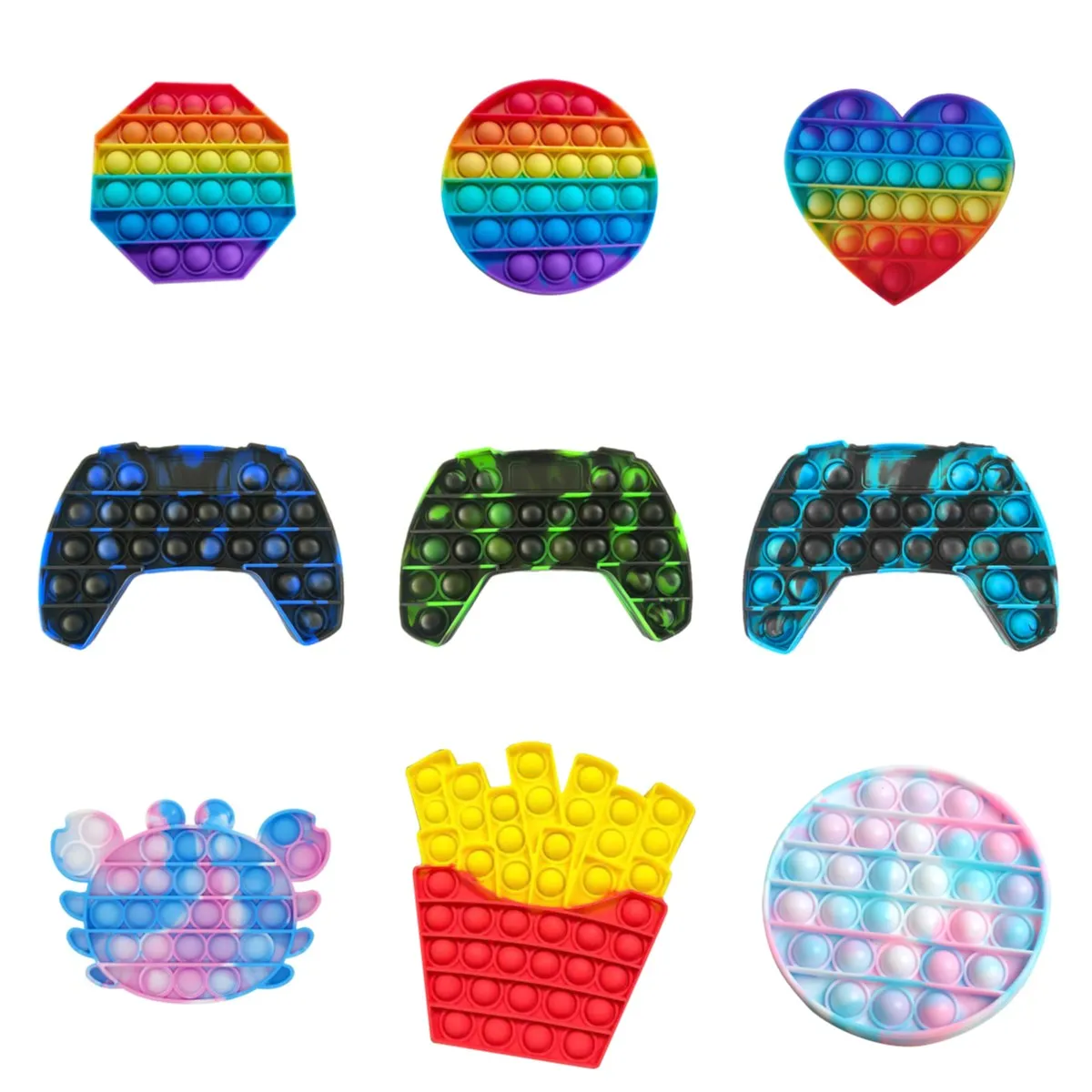 

Rainbow Bubble Pops Fidget Kids Toy Sensory Autisim Special Need Its Anti-stress Stress Relief Squishy Fidget Toy Random Color