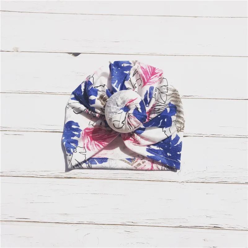 Baby Girls Floral Printed Colored Donut Hats BeBe Turban Headb Hood Newborn Bow Knotted Cap Unisex Cotton Soft Cute Flower | Детская