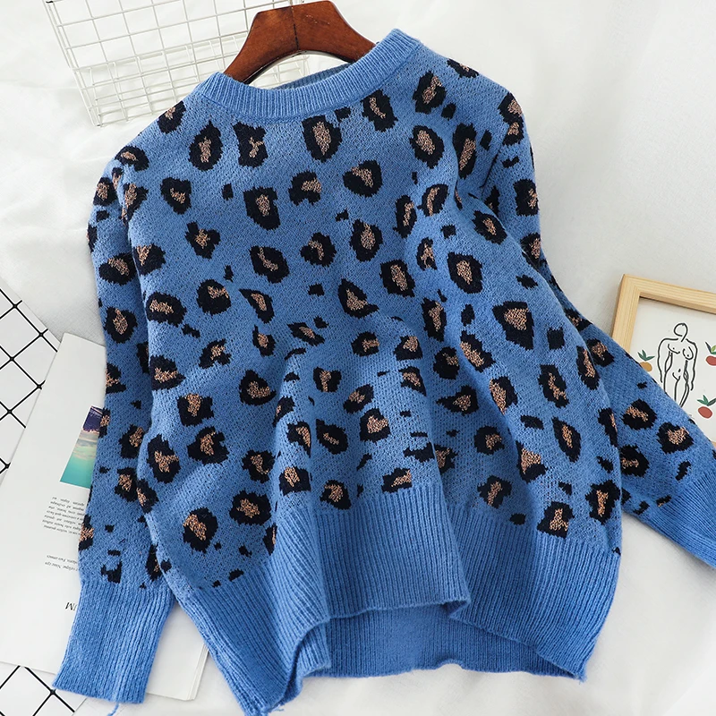 Gaganight Леопардовый Модный женский свитер осень зима длинный рукав пуловер с