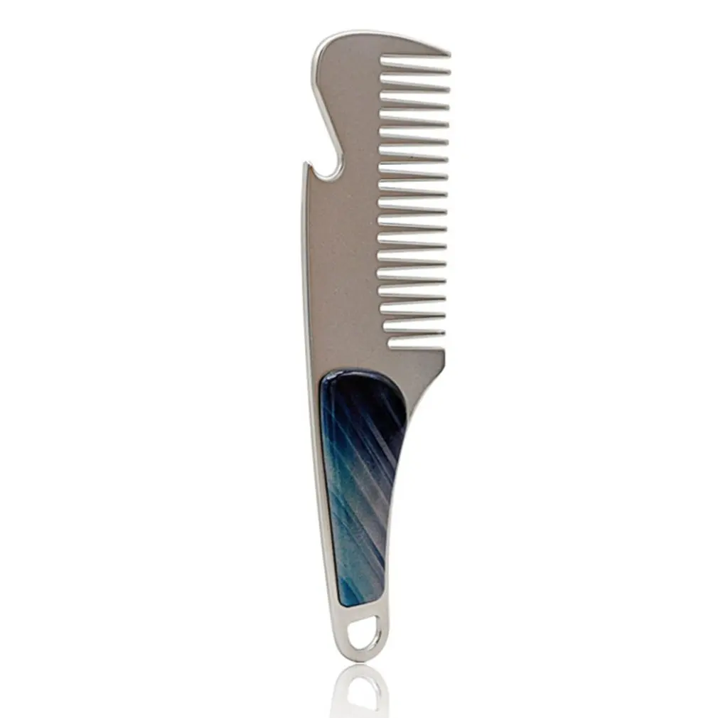 

Men Beard Comb Lasting Stainless Steel Horn Beard Shaving Brush Male Mustache Pocket Comb Bottle Opener 2018 Hot