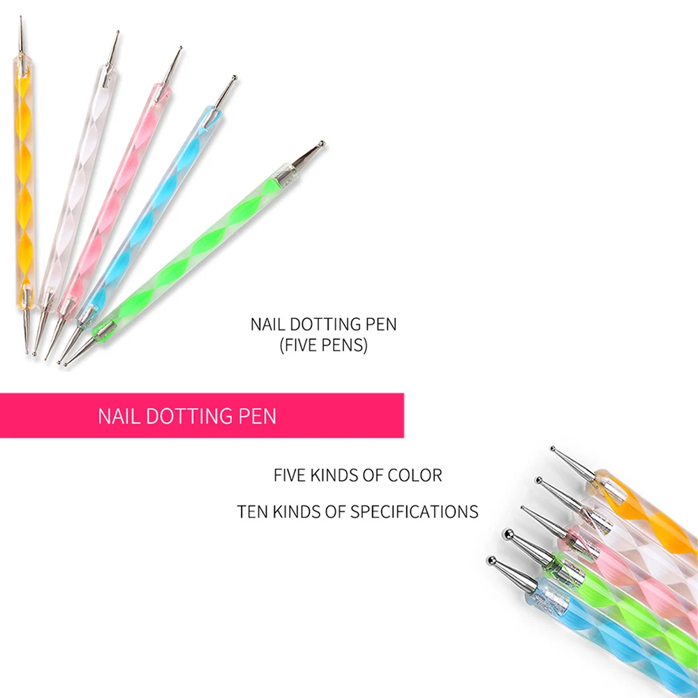 Набор инструментов для дизайна ногтей 15 шт. набор кистей 5 лаковые ручки 10 рулонов