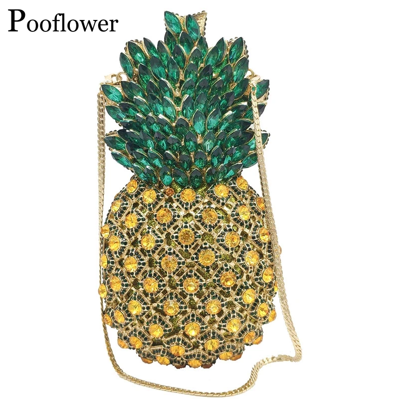 Pooflower плоды ананаса бриллианты клатч кошелек для женщин вечерняя сумочка