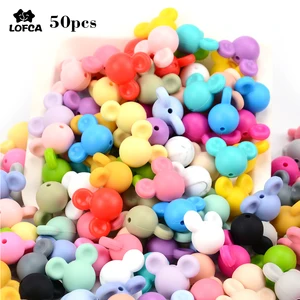 Силиконовые бусины для прорезывания зубов в виде мыши из мультфильма, не содержит бисфенола А, силиконовый Прорезыватель для зубов из бусин