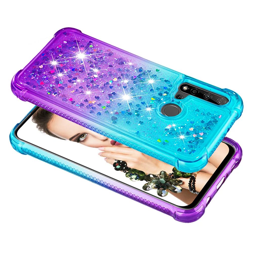 Ударопрочный Блестящий жидкий блестящий чехол с бриллиантами для huawei P20 Lite 2019 из