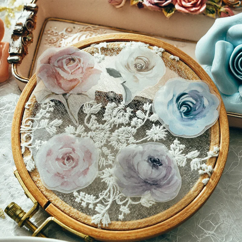 58 шт. прозрачные цветочные фотообои в винтажном стиле|Наклейки| |