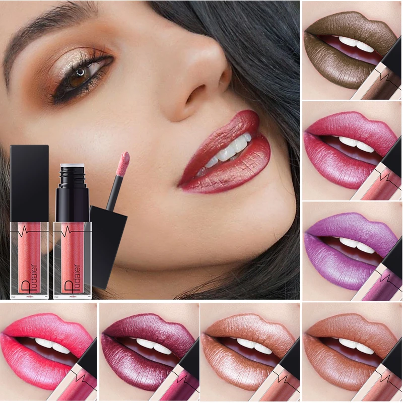 Pudaier блестящая жидкая губная помада Водонепроницаемая оттенок макияж 24 цвета