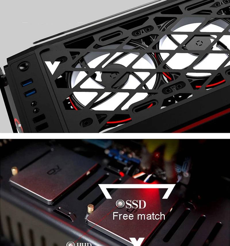 452*208*495 мм E-ATX diy игровой компьютер PC чехол боковая прозрачная стеклянная панель водяное охлаждение настольный корпус основной рамы