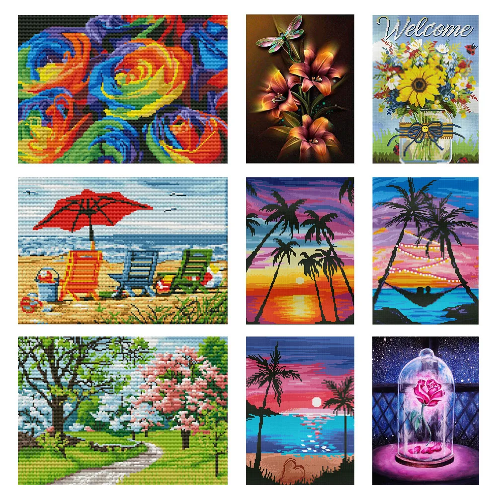 Набор для вышивки крестиком сделай сам с цветочным рисунком набор рукоделия