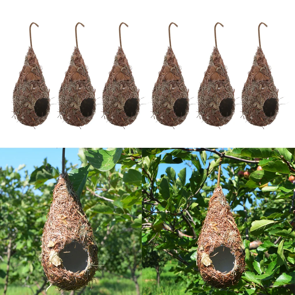 Набор из 6 натуральных соломенных птичьих гнезд подвесные птичьи домики для