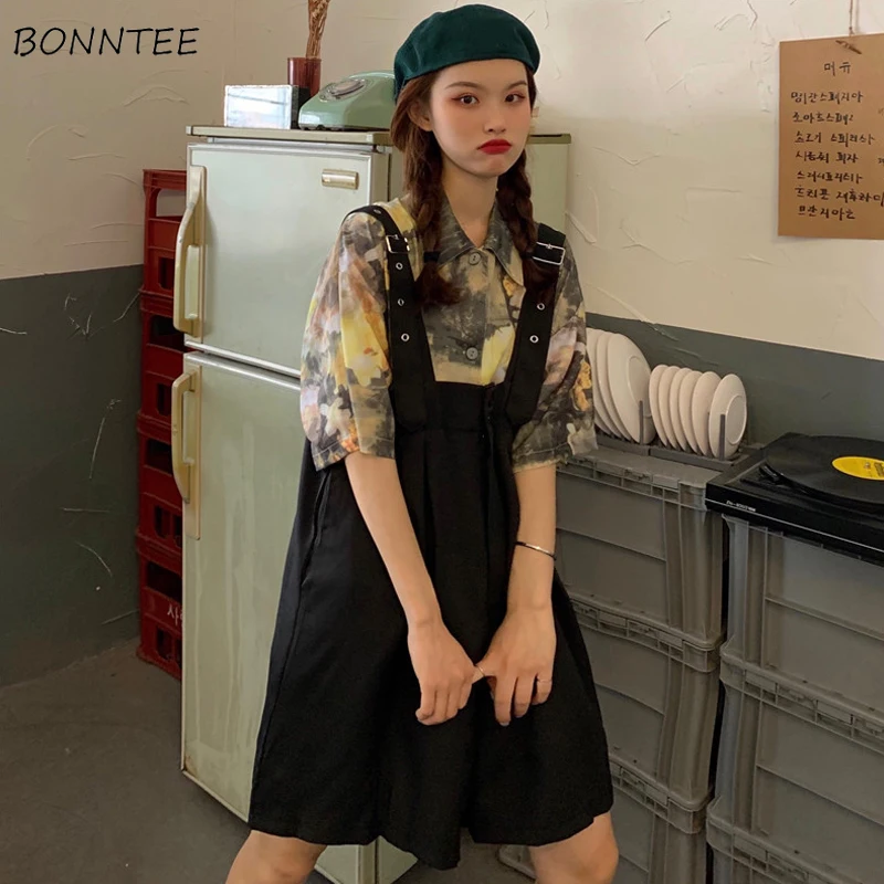 

Rompers Womens Retro Harajuku Korean Style New Summer Streetwear Buttons Adjustable Strap Loose Students Lovely Playsuits Trend
