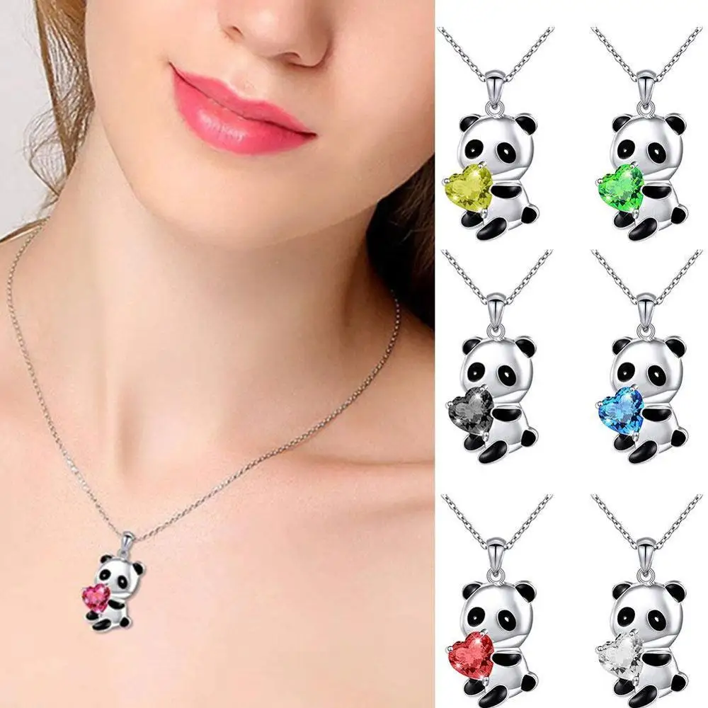 Новинка 2020 модное ожерелье с изображением панды медведя сердца круглой формы