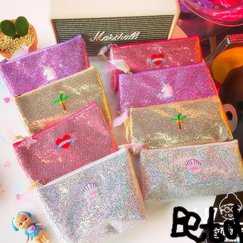 Модная косметичка с блестками для дам дорожные повседневные косметички сумка