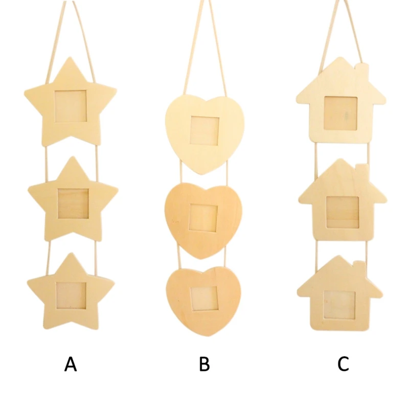 DIY маленький дом сердце пятиконечная звезда форма фоторамка деревянные рамки