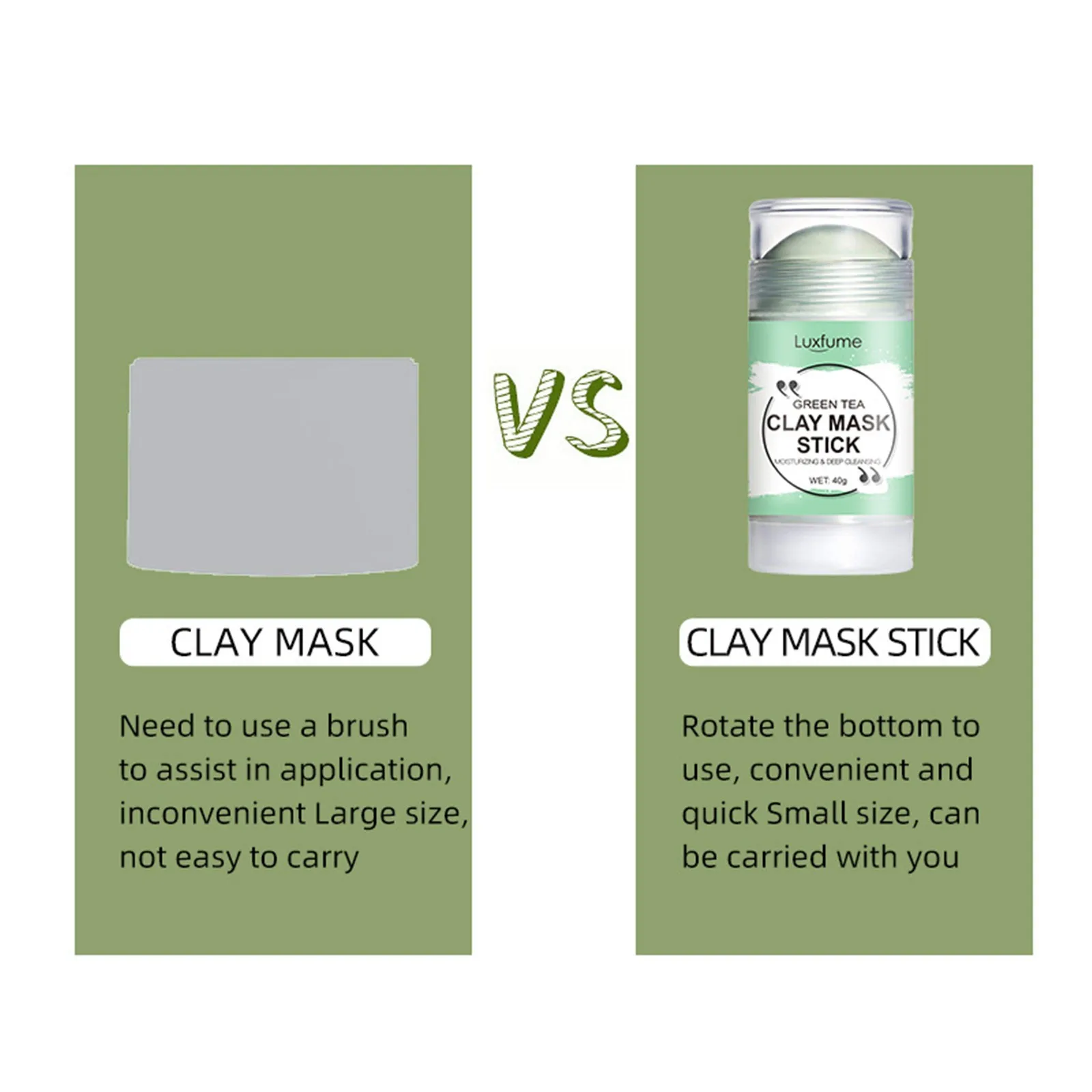 

Green Tea Stick Mask Purifying Cleansing Mask Glowing Charcoal Mask Oil Control Face Mask Face Deep Pore Skin Care Whitening