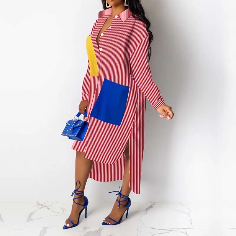 Повседневное женское платье в африканском стиле асимметричное Полосатое