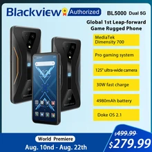 Blackview BL5000 5G Gaming Rugged Phone Waterproof Smartphone 6.36 Screen Android 11 Octa Core 8GB RAM 128GB ROM Global Mobile