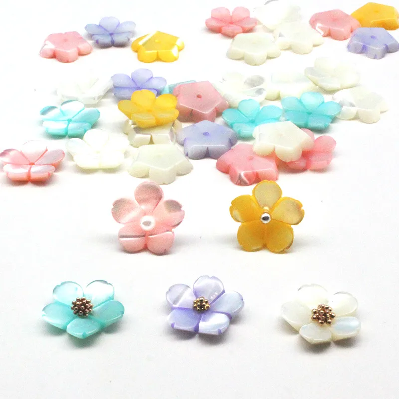 5 шт./пакет натуральная перламутровая окрашенная чаша с пятью лепестками для