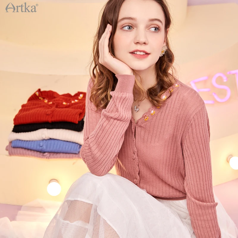 Кардиган женский шерстяной вязаный 6 цветов с вышивкой YB25305Q весна 2021