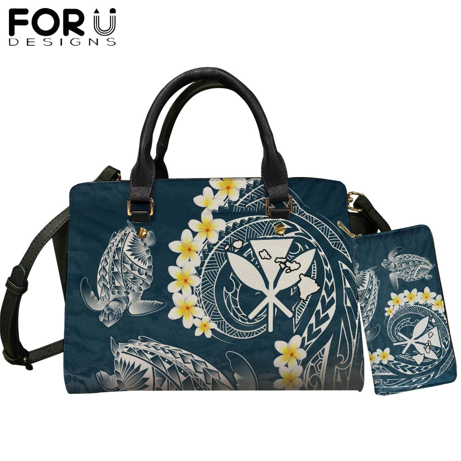 

FORUDESIGNS Kanaka Maoli Гавайская полинезийская Плюмерия сумки на плечо для женщин сумка через плечо из искусственной кожи 2 шт. сумка-мессенджер