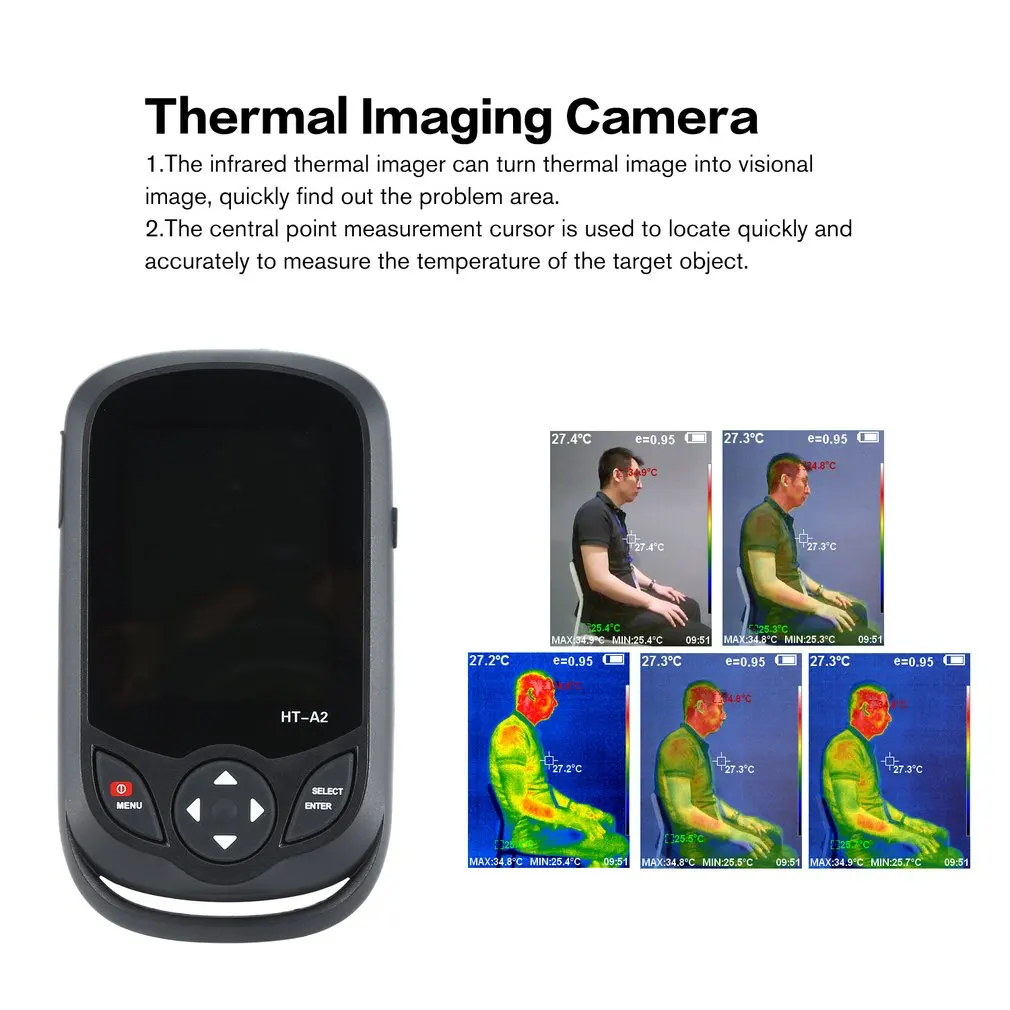 HT-A2 3 2-дюймовый цифровой ИК-тепловизионная камера 0.3MP Full View TFT экран Инфракрасный