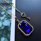 SWA1:1 модные ювелирные изделия Высокое качество Tarot Брендовое двухстороннее ожерелье с кристаллами на свитере синее прямоугольное кристаллическое жемчужное ожерелье