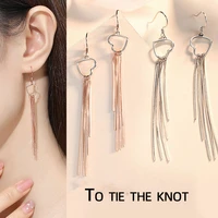 s925 sterling silver love tassel earrings female korean version long fashion jewelry heart shaped earrings rose gold for women