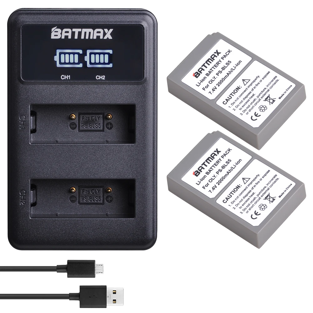 Комплект из 2 предметов PS BLS5 BLS50 Батарея + светодиодный USB двойной Зарядное