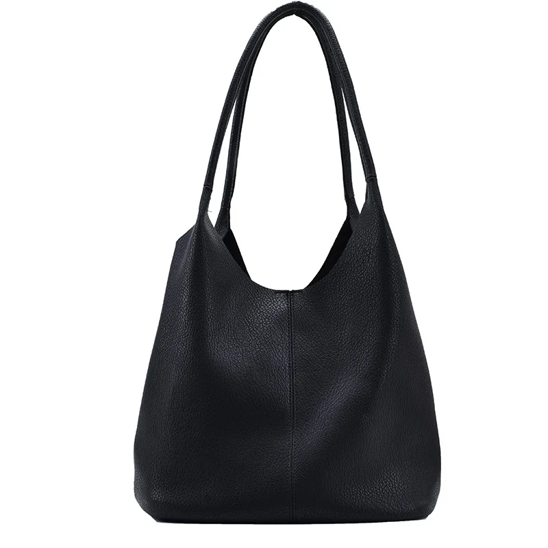 

Casual all-match bag new trend large capacity solid color single shoulder handbag soft leather large bag shopping bag tote bag