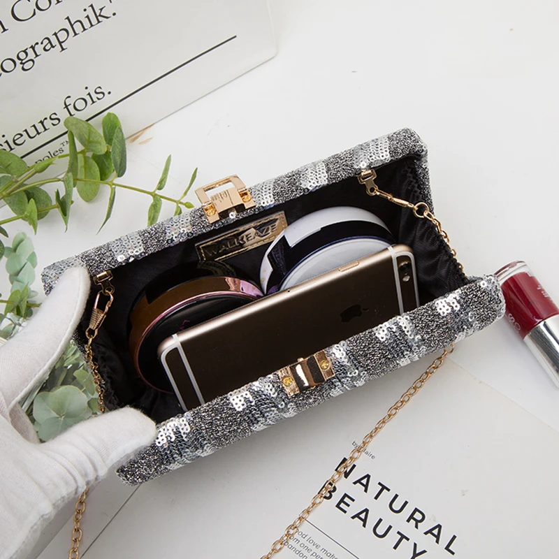 Женский вечерний клатч с блестками женский кристаллами праздничный сумочка для