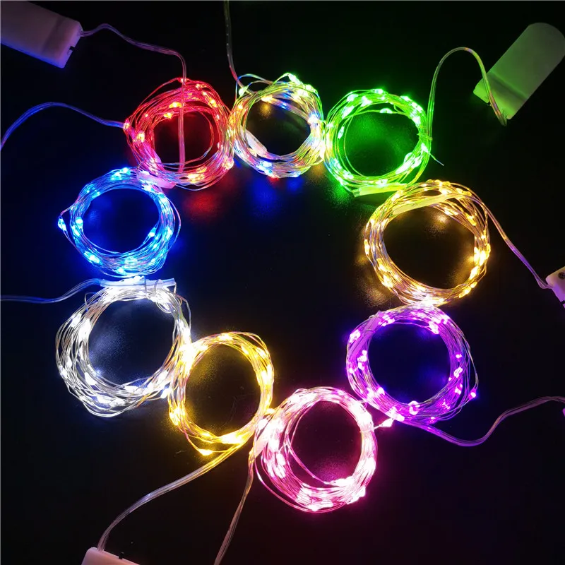 

1m 2m 3m 5m Silver Wire Fairy Lights Outdoor Lamp String Lights for Christmas Decorations Navidad DIY Waterproof Garden Garlands