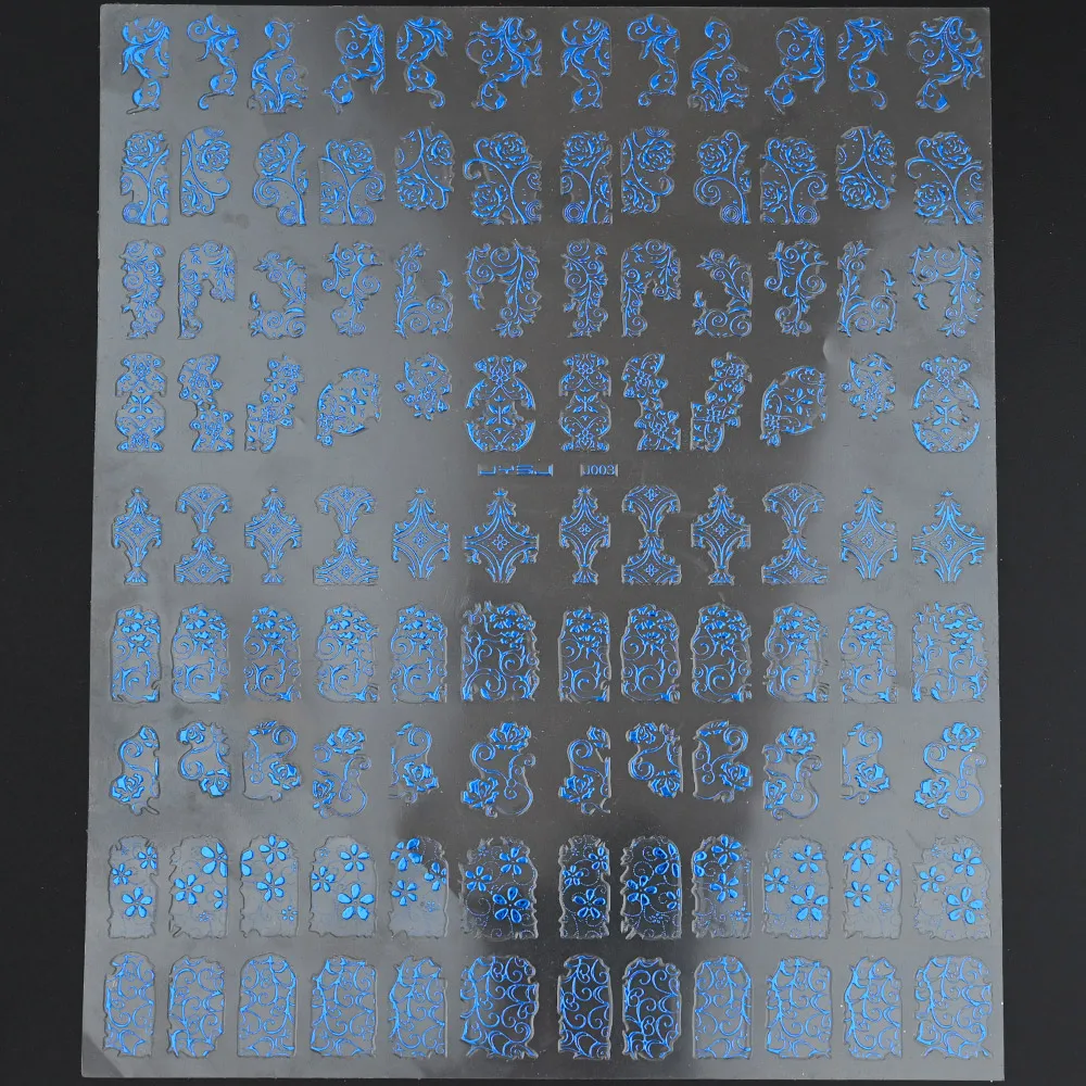 108pcs/sheet 3D Oversized Mixed Flower Pattern Nail Art Decal Golden/Blue/White 6 Chinese Style Polishing Manicure DIY Foil - купить по