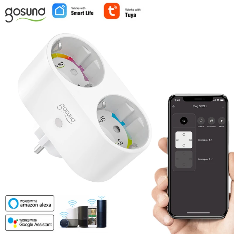 Gosund WI FI смарт розетка 2 в 1 Tuya дистанционного Управление Смарт умная голос работы с