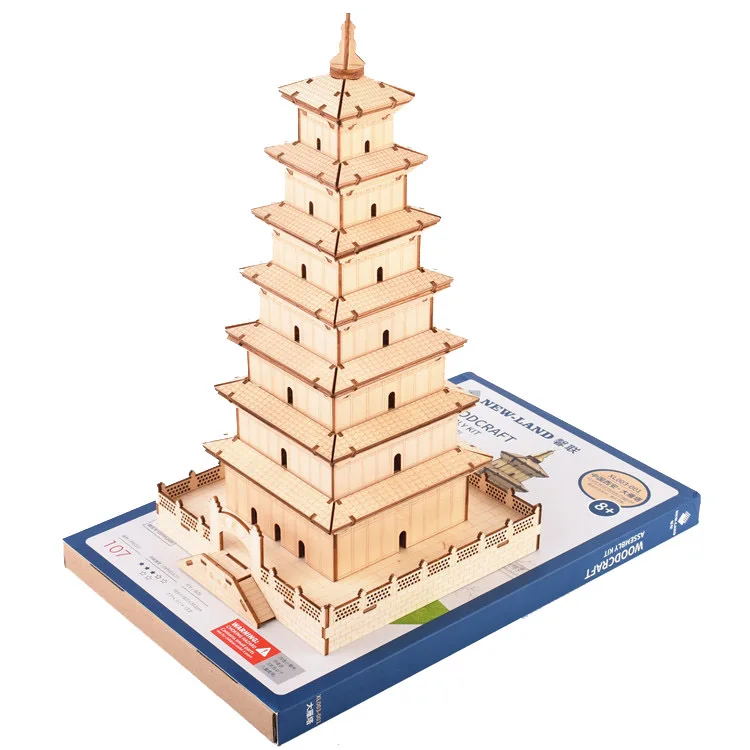 

candice guo 3D wooden puzzle DIY toy woodcraft assembly kit China xian great wild goose pagoda tower birthday Christmas gift 1pc