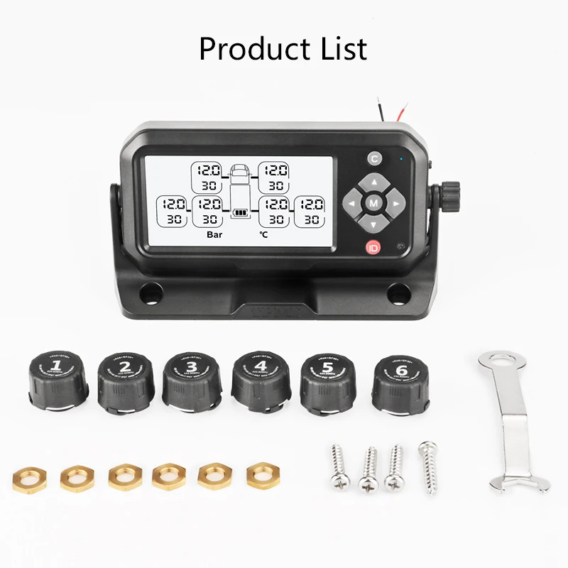 

Jansite Truck TPMS Tyre Pressure sensors Monitoring System Power Digital Auto Security Alarm Systems 203 PSI Max Pressure value