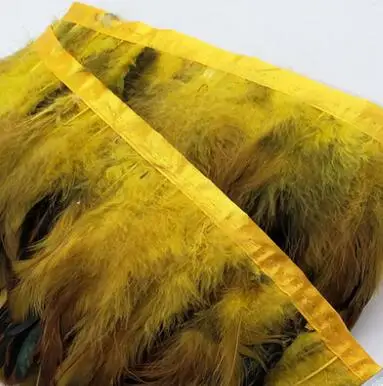 gold yellow 10 м натуральный петух перо отделка Coque перо лента бахрома для DIY ремесло/костюм/Швейные аксессуары 16 цветов - Цвет: gold yellow
