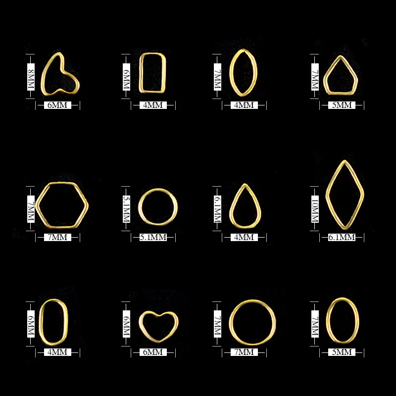 Gold Silver Gold Nail Rivets With Hollow Circles Decorated Steel Ball Round Accessories Manicure Nail Art for DIY