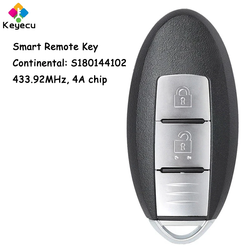 

KEYECU Smart Remote Key With 2 Buttons & 433.92MHz & 4A Chip - FOB for Nissan Qashqai 12/2013-2017 Pulsar X-Trail S180144102