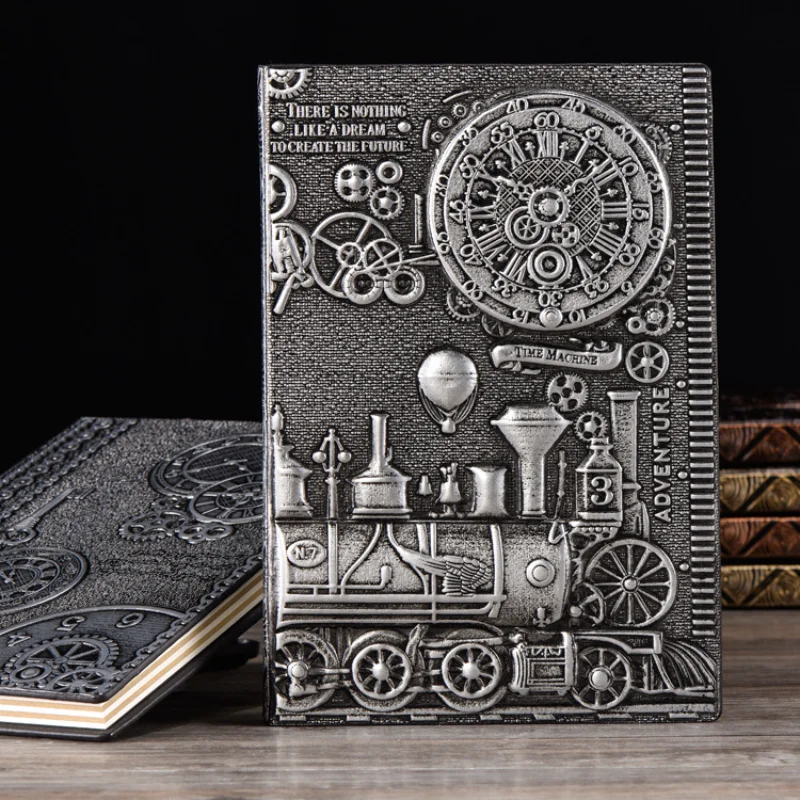 Embossed Retro A5 Notebook Hand-crafted Hardcover PU Notepad Diary Gift