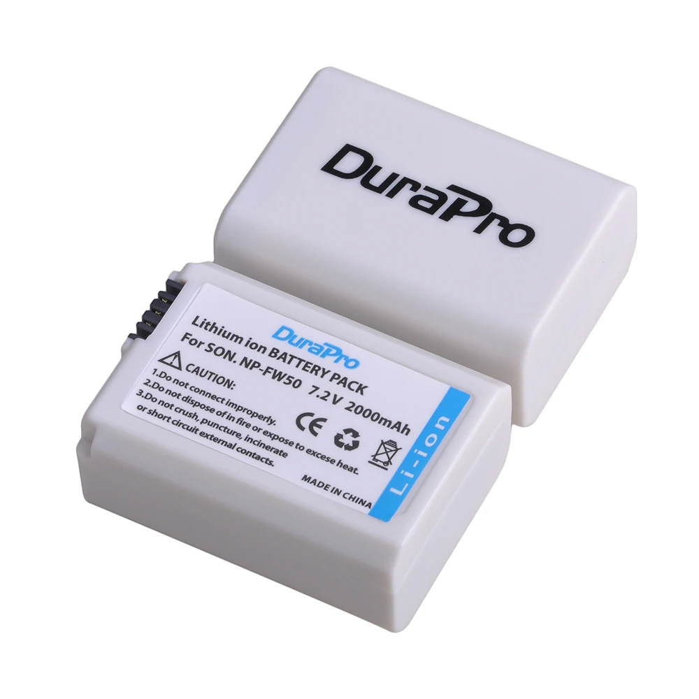 

White NP-FW50 Camera Battery for Sony NP FW50, A6000 A7 A7R II NEX-3N A6500 A6300 A6400 A5100 NEX-7 NEX-5 NEX-6 ZV-E10L