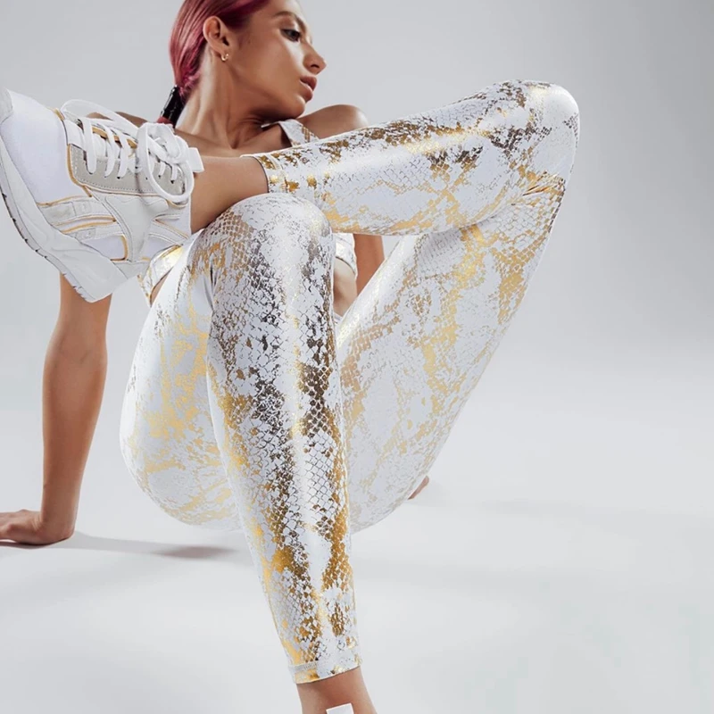 Женские леггинсы с высокой посадкой эффект металлик | Спорт и развлечения