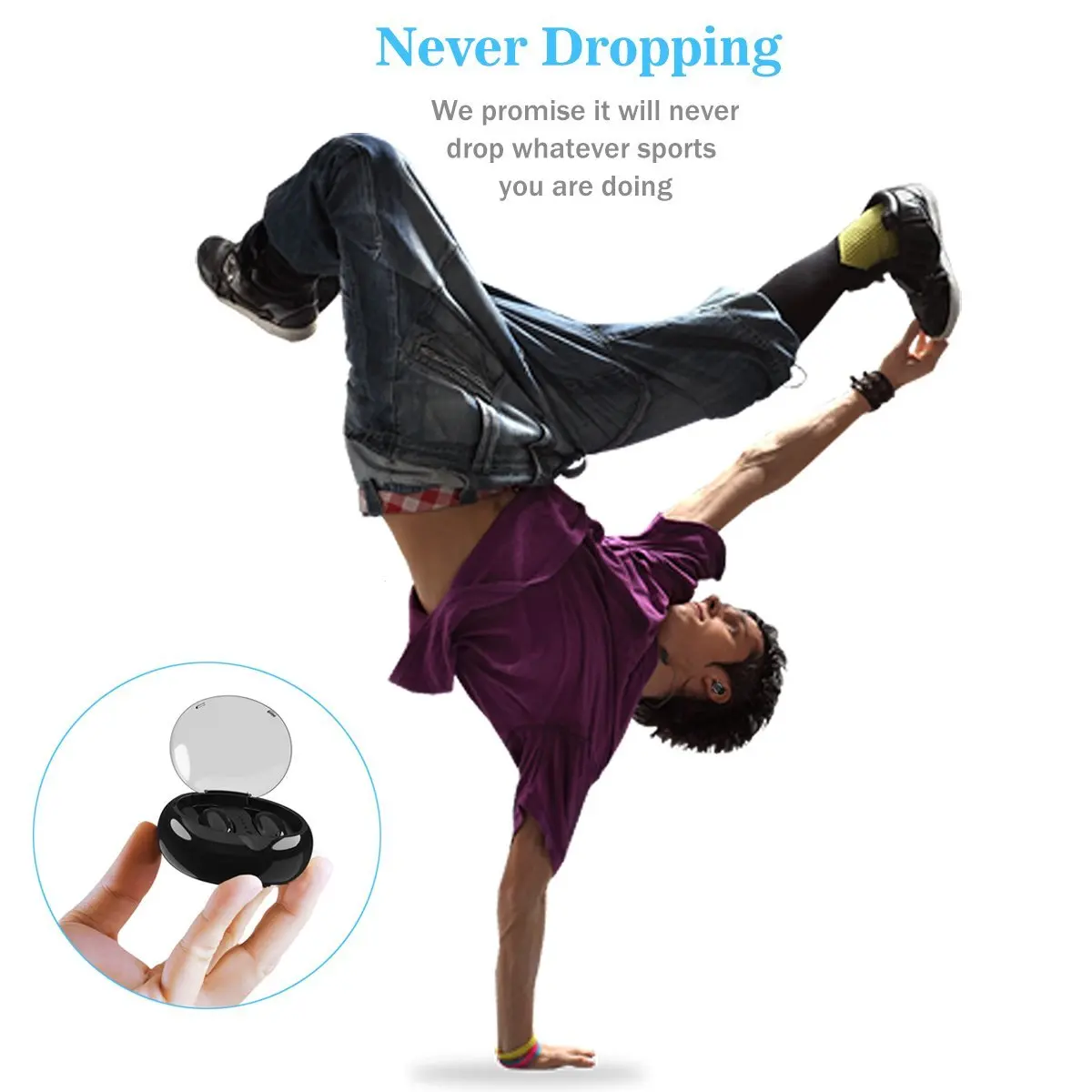 Беспроводной Bluetooth наушники стерео наушники-вкладыши гарнитура с зарядный чехол