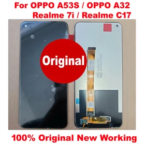 original new glass lcd display touch screen digitizer assembly sensor for oppo a53s cph2135 a32 2020 a53 realme 7i c17 pantalla free global shipping
